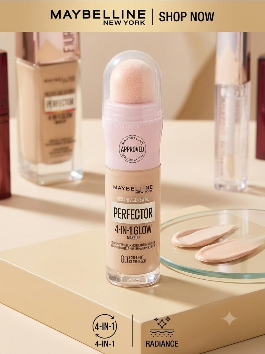 Maybelline New York Instant Age Rewind Perfector 4-in-1 Glow Makeup - 00 Fair-Light