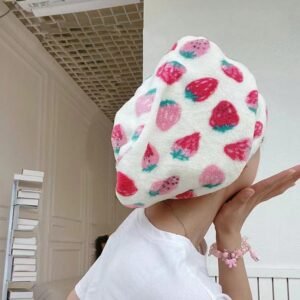 Strawberry painted hair towel